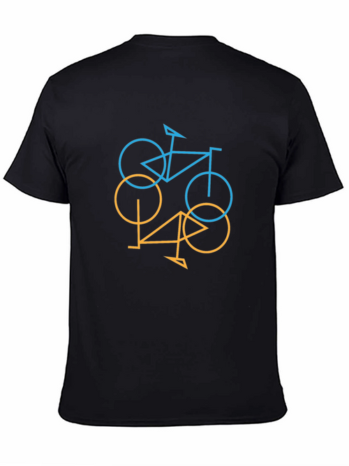 Abstract Bike Graphic Tee - Black Cotton Blend