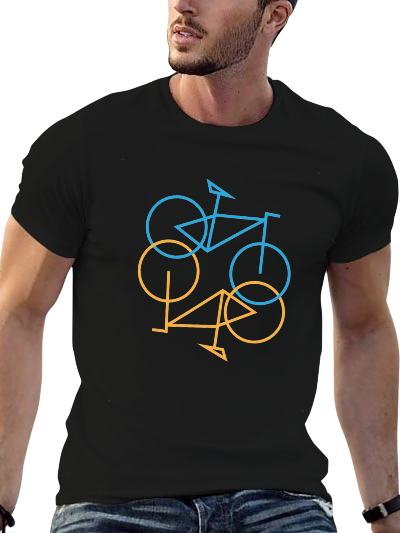 Abstract Bike Graphic Tee - Black Cotton Blend