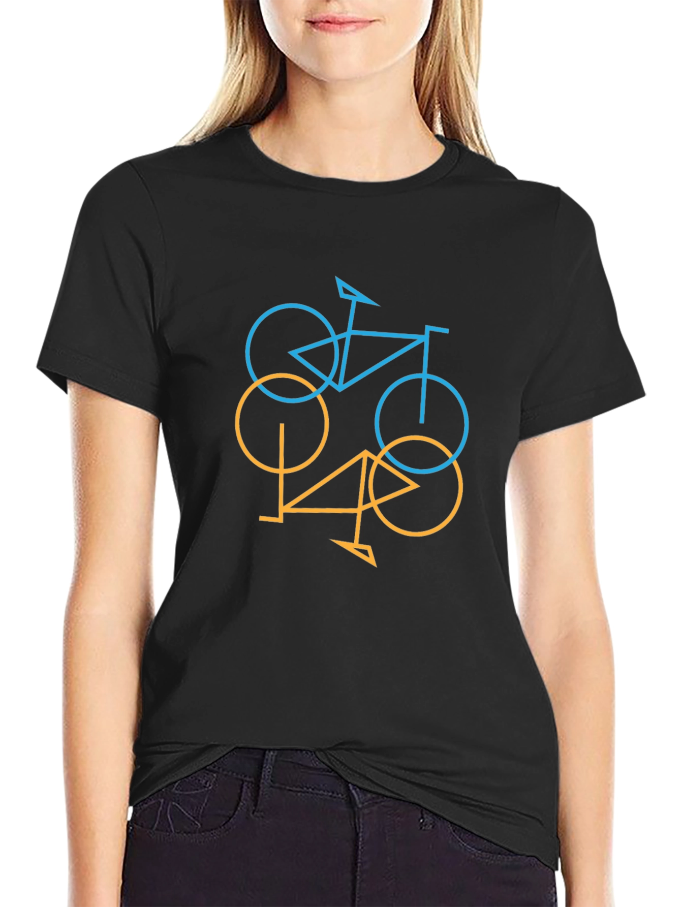 Abstract Bike Graphic Tee - Black Cotton Blend