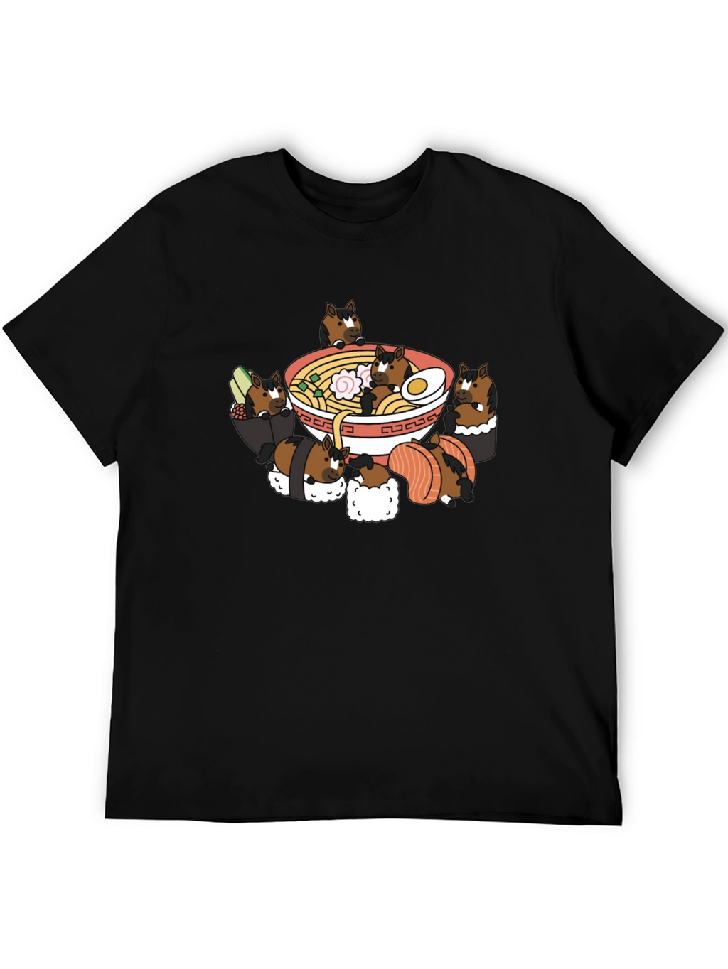 Ramen Horse Sushi Black T-Shirt