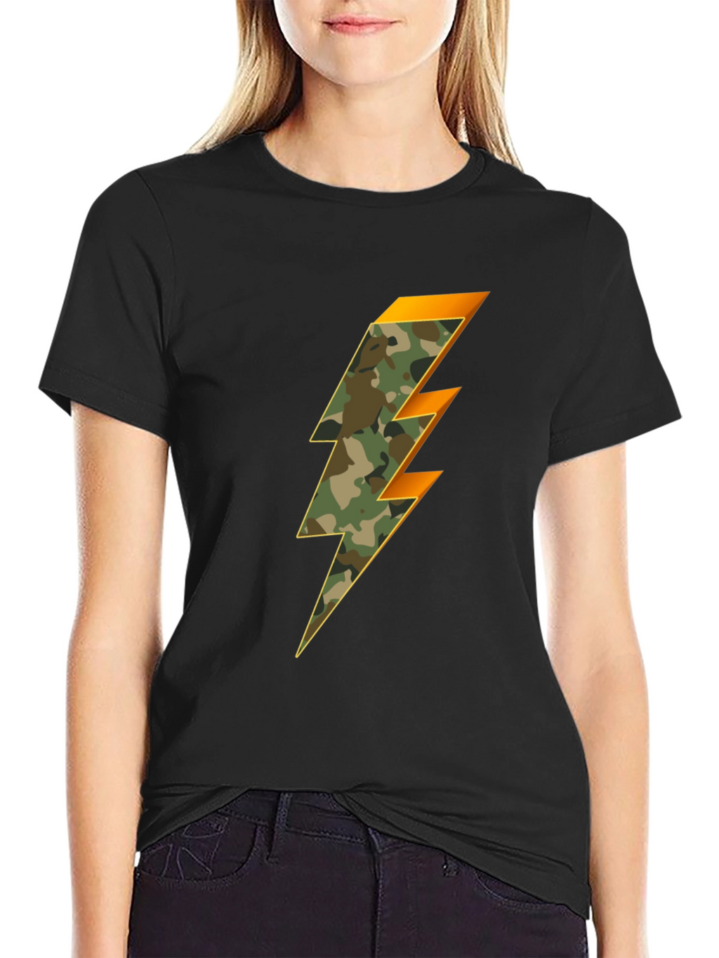 Camo Lightning Bolt Graphic Tee - Stylish Mens T-Shirt
