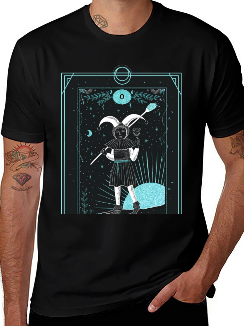 Jester Tarot Card Graphic Tee - Unique Design