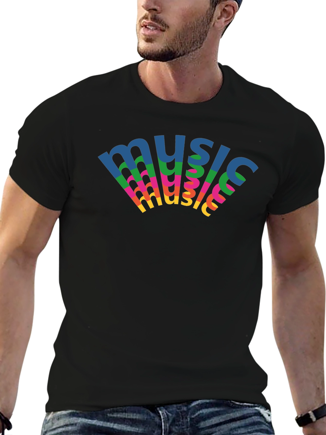 Retro Music Graphic Tee - Black