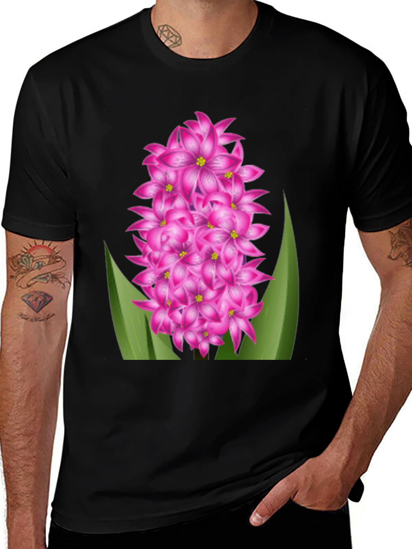 Floral Graphic Tee - Pink Hyacinth Flower Shirt