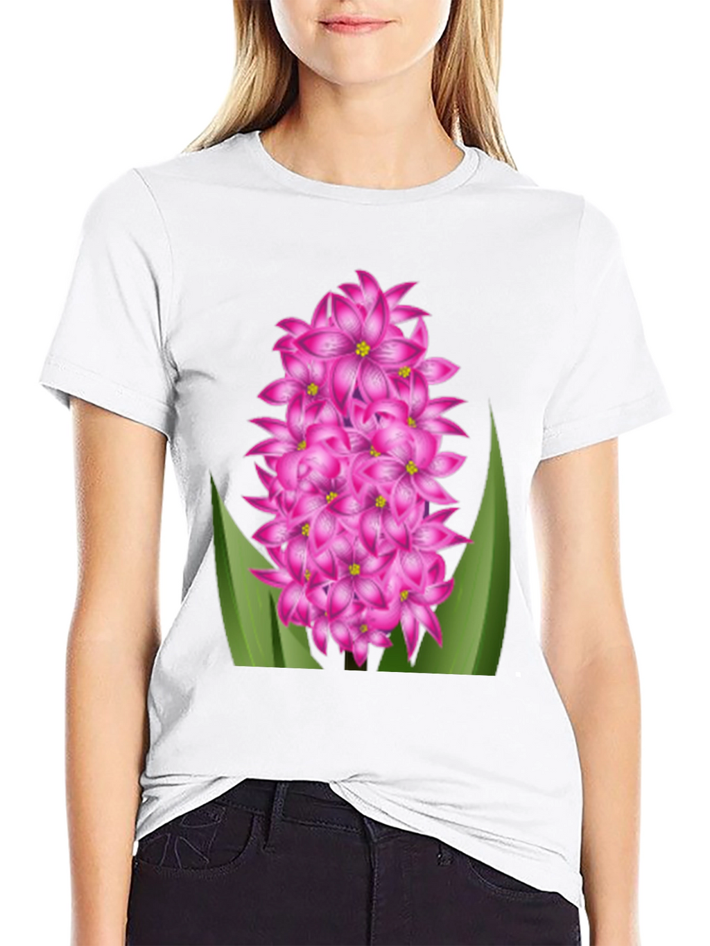 Floral Graphic Tee - Pink Hyacinth Flower Shirt