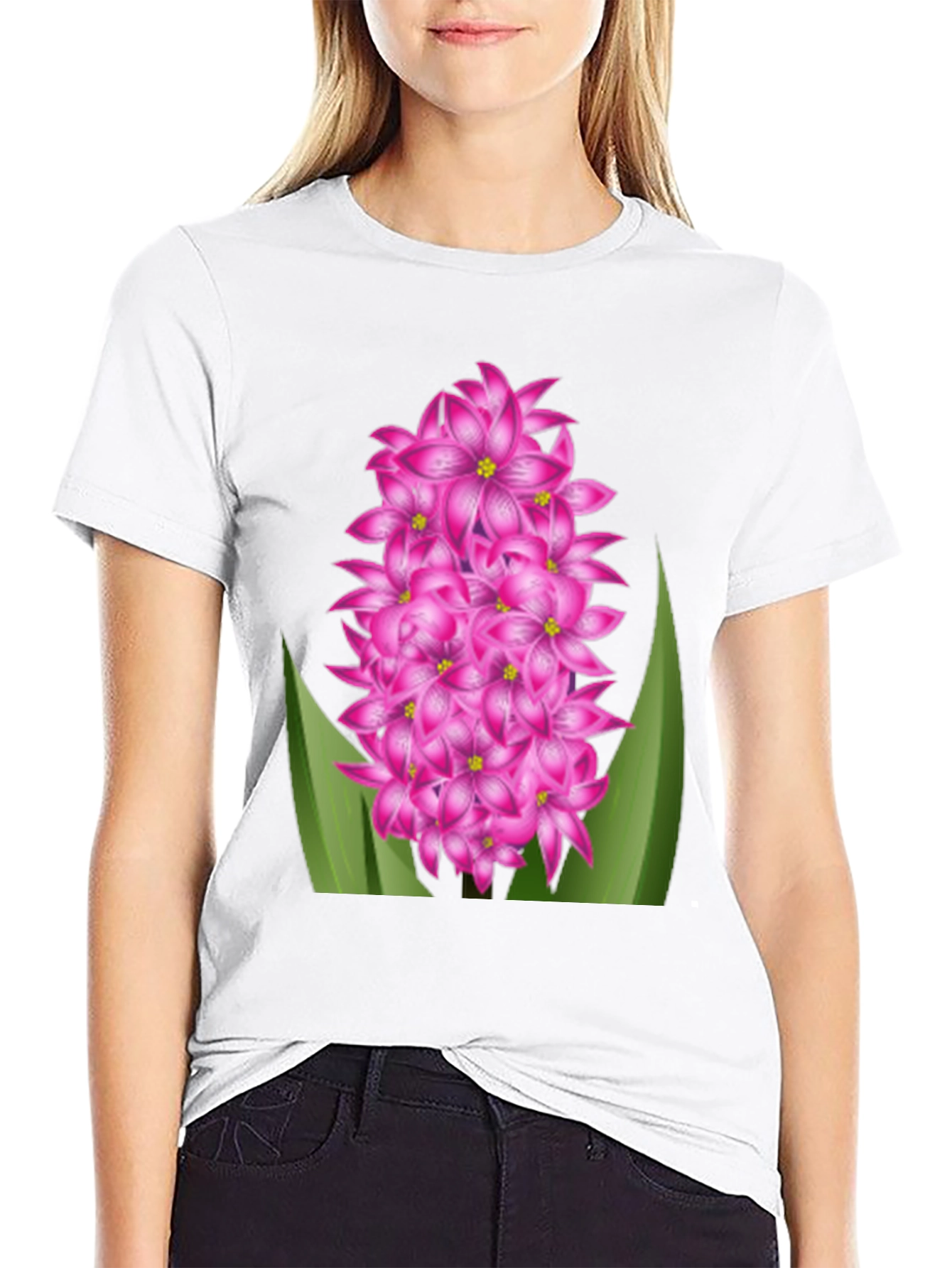 Floral Graphic Tee - Pink Hyacinth Flower Shirt