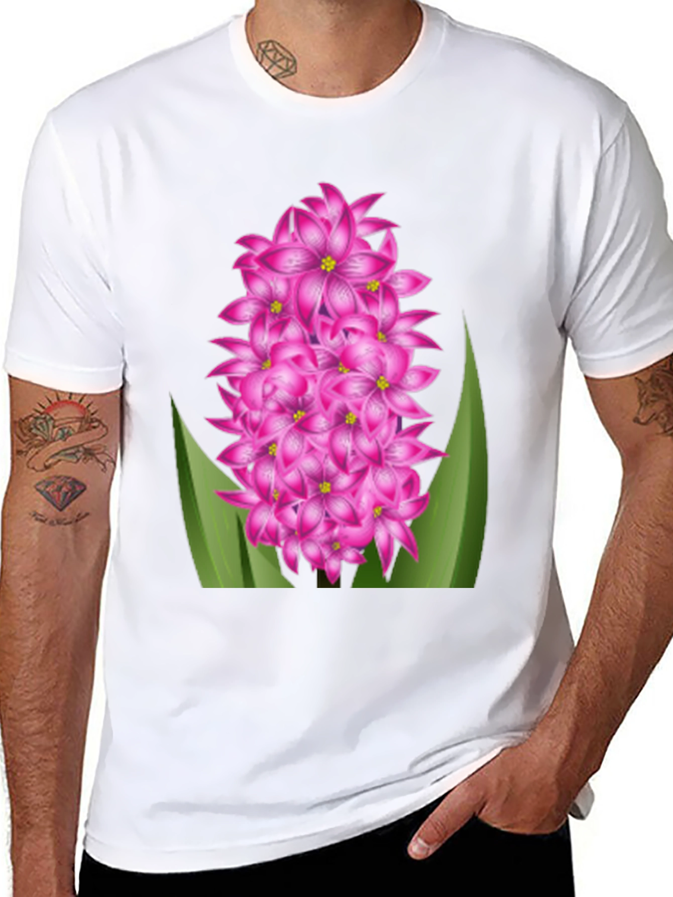 Floral Graphic Tee - Pink Hyacinth Flower Shirt