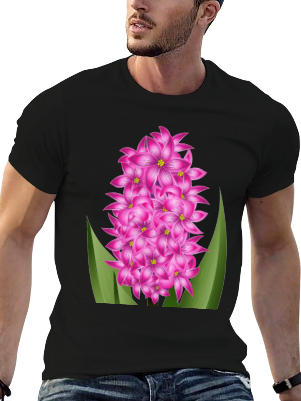 Floral Graphic Tee - Pink Hyacinth Flower Shirt