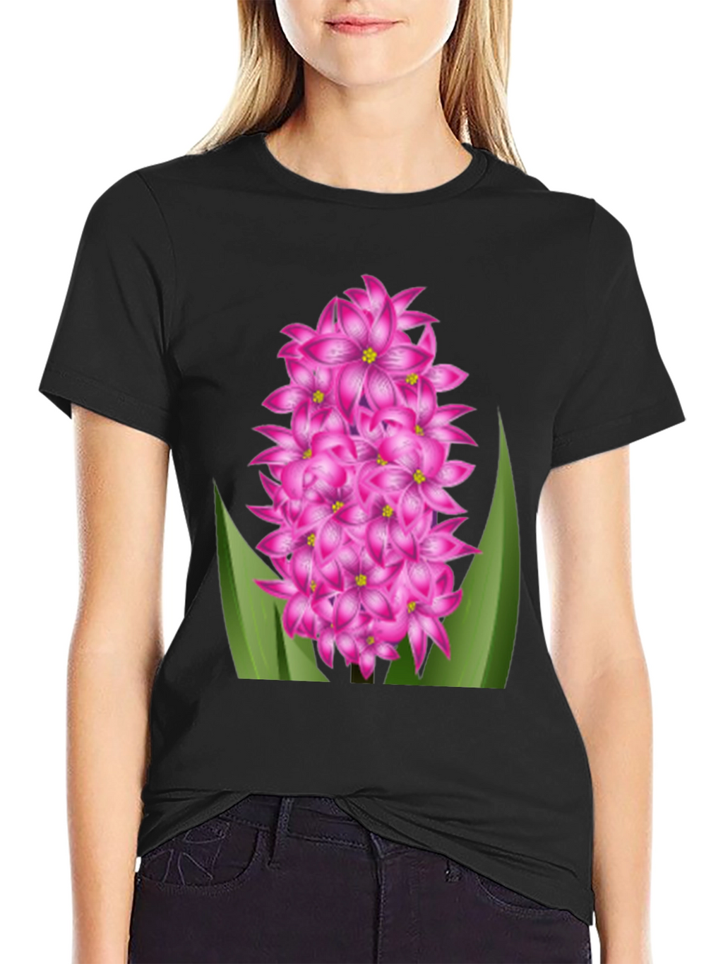 Floral Graphic Tee - Pink Hyacinth Flower Shirt