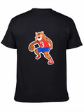 Cartoon Tiger Basketball Player Black T-shirt