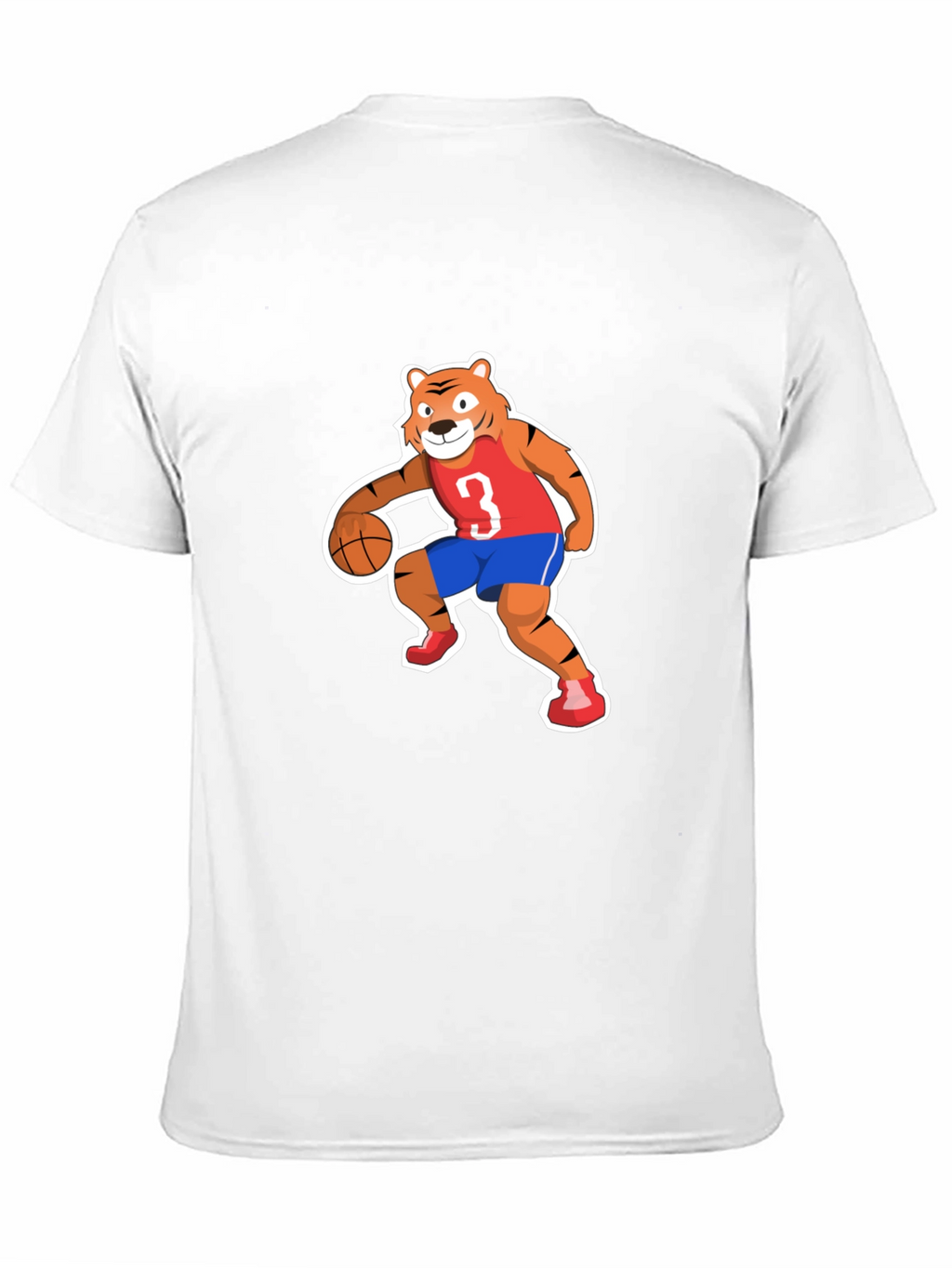 Cartoon Tiger Basketball Player Black T-shirt
