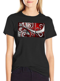 Abstract Floral Panel Mens Black T-Shirt