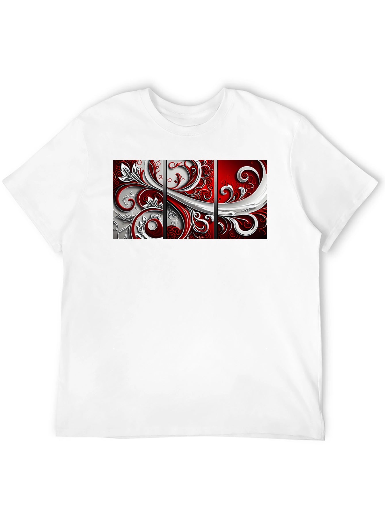 Abstract Floral Panel Mens Black T-Shirt