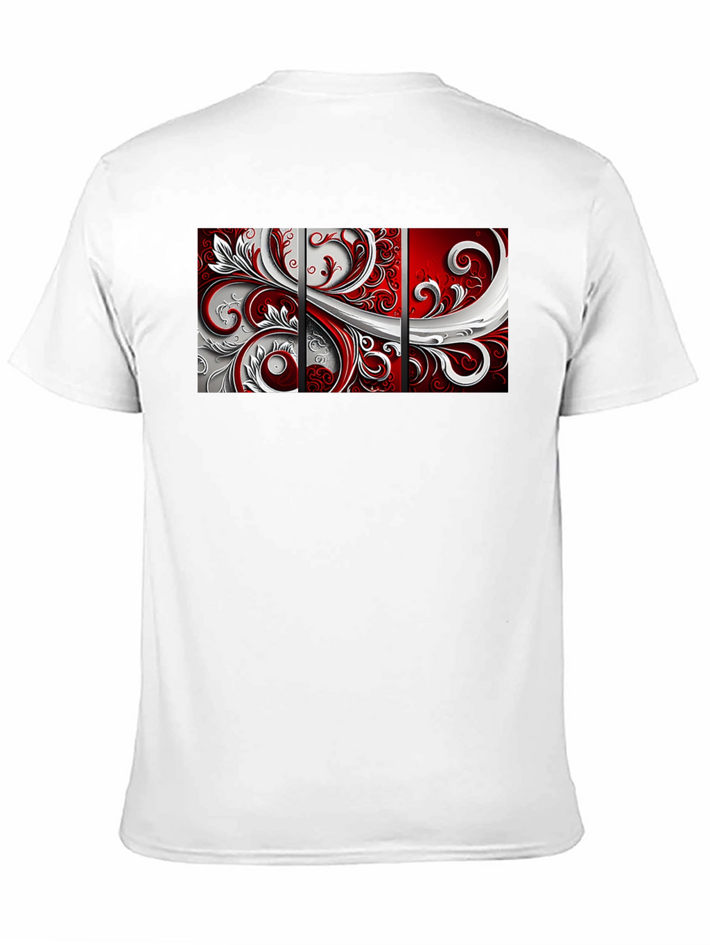 Abstract Floral Panel Mens Black T-Shirt