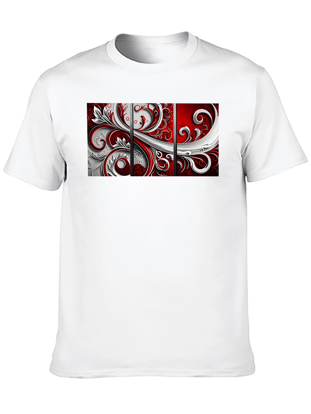 Abstract Floral Panel Mens Black T-Shirt
