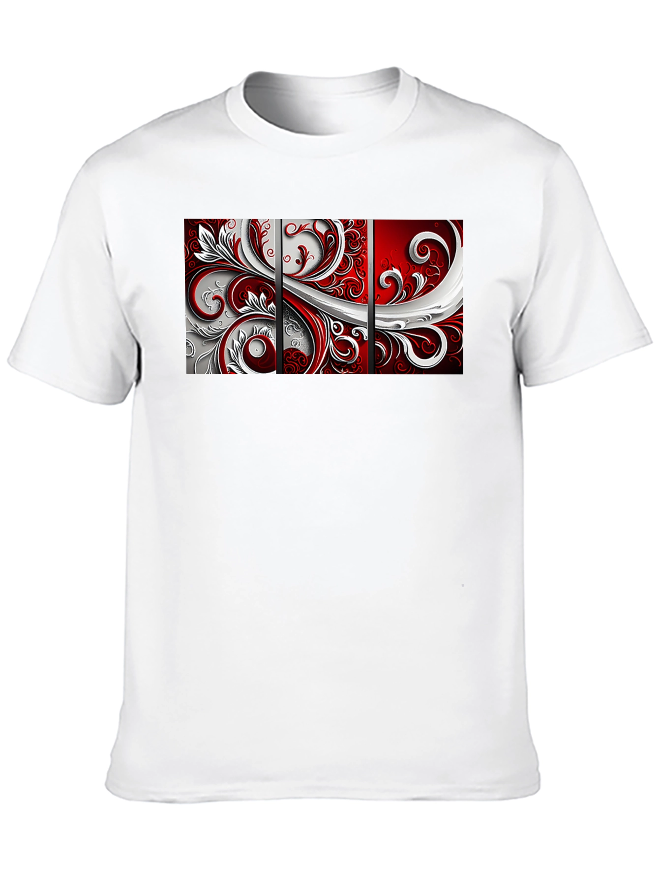Abstract Floral Panel Mens Black T-Shirt