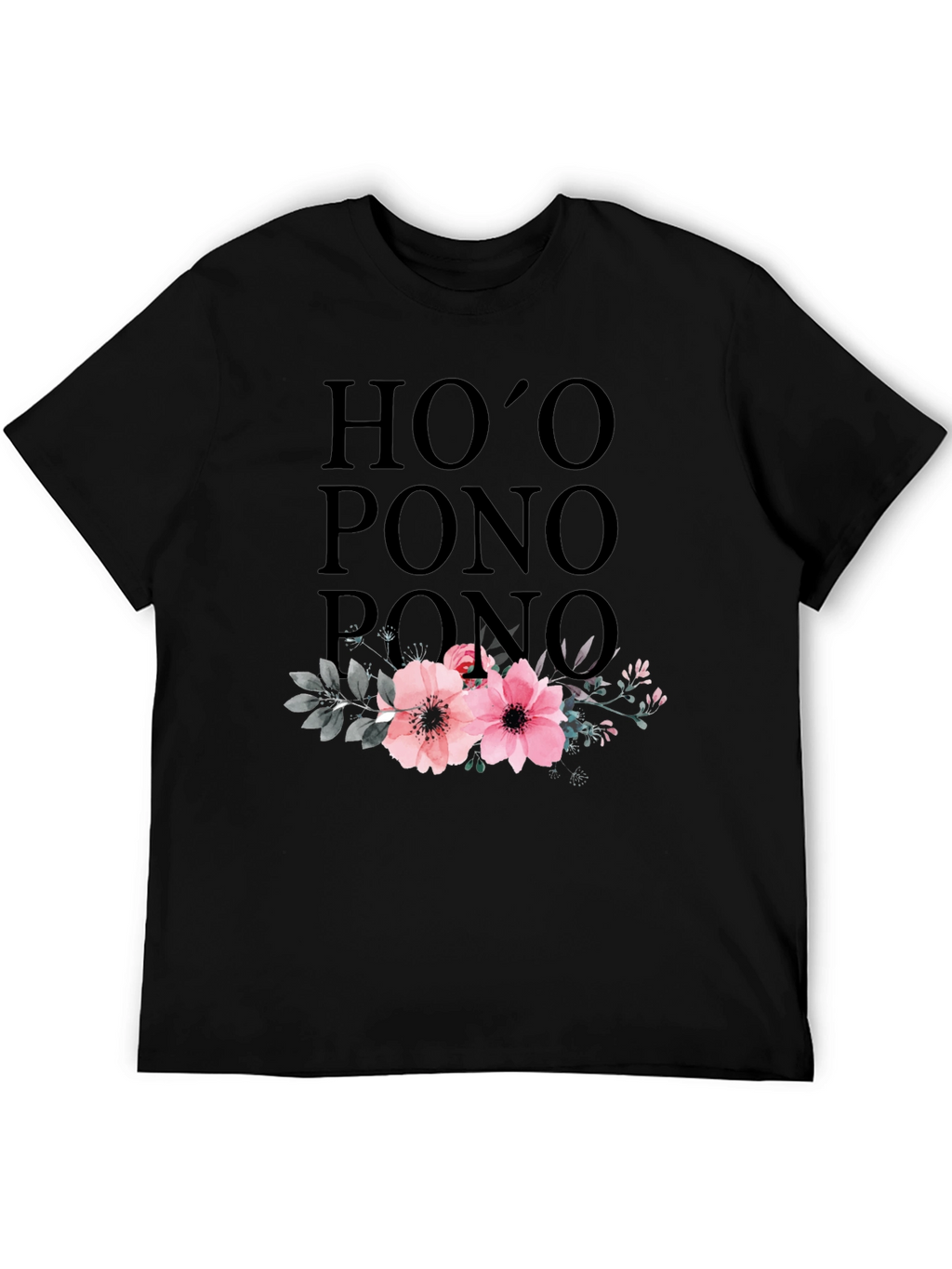 Hooponopono Floral T-Shirt - Black