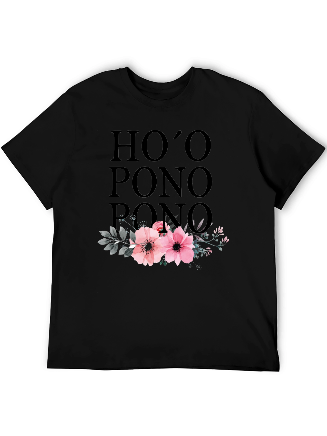 Hooponopono Floral T-Shirt - Black