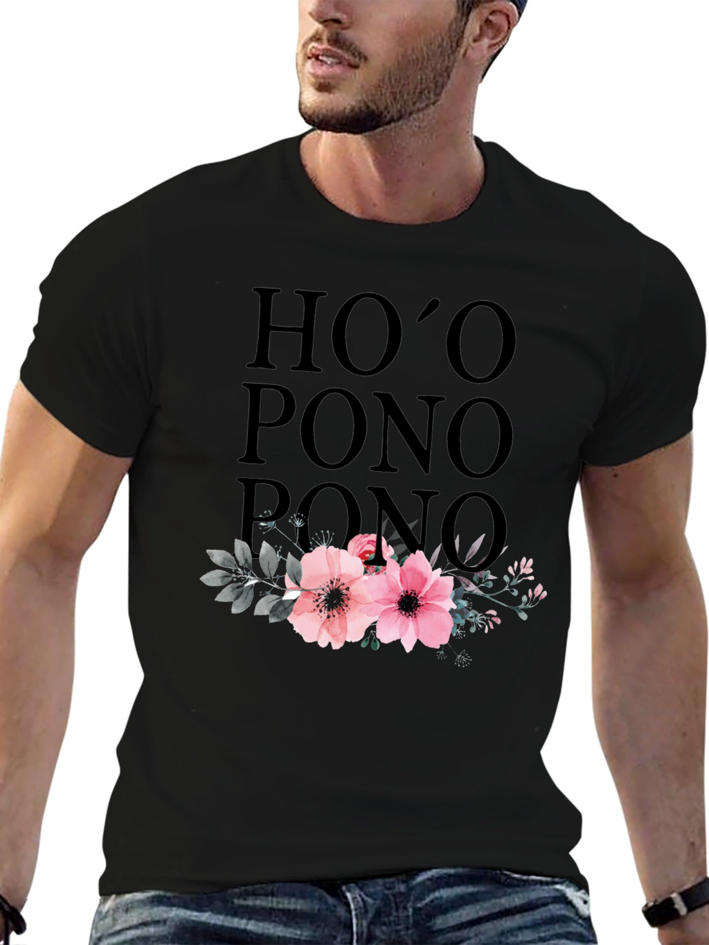 Hooponopono Floral T-Shirt - Black
