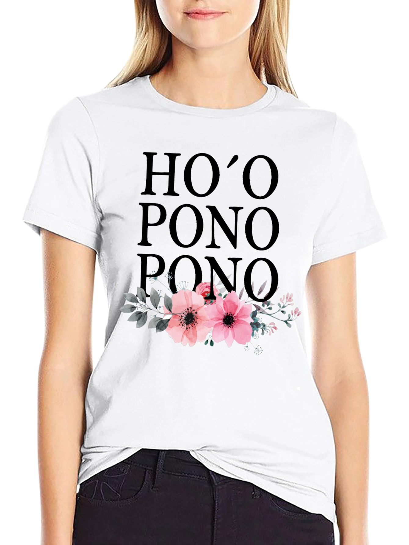 Hooponopono Floral T-Shirt - Black