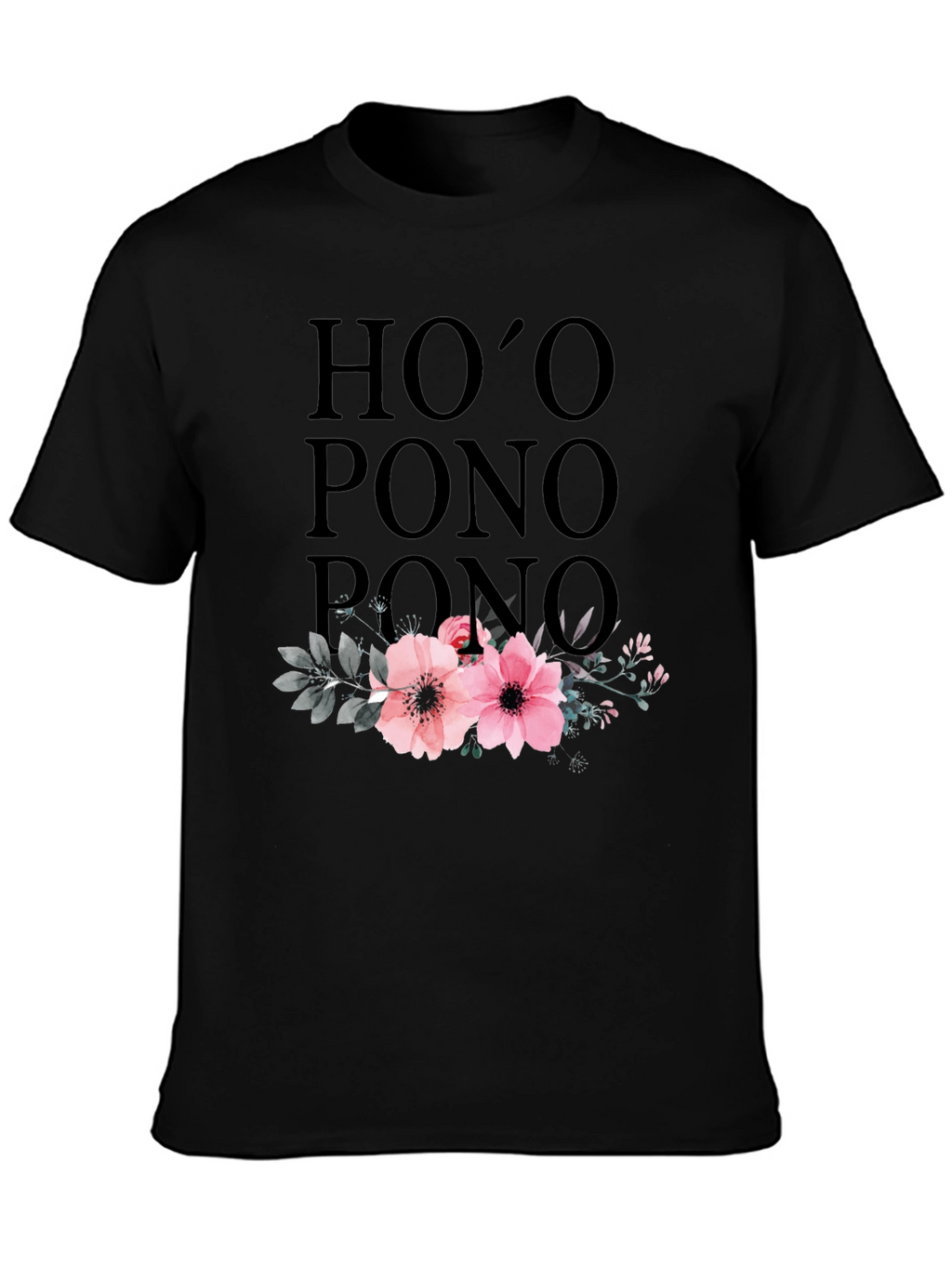 Hooponopono Floral T-Shirt - Black