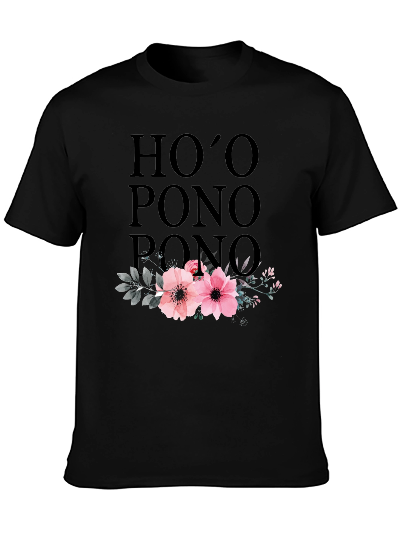 Hooponopono Floral T-Shirt - Black