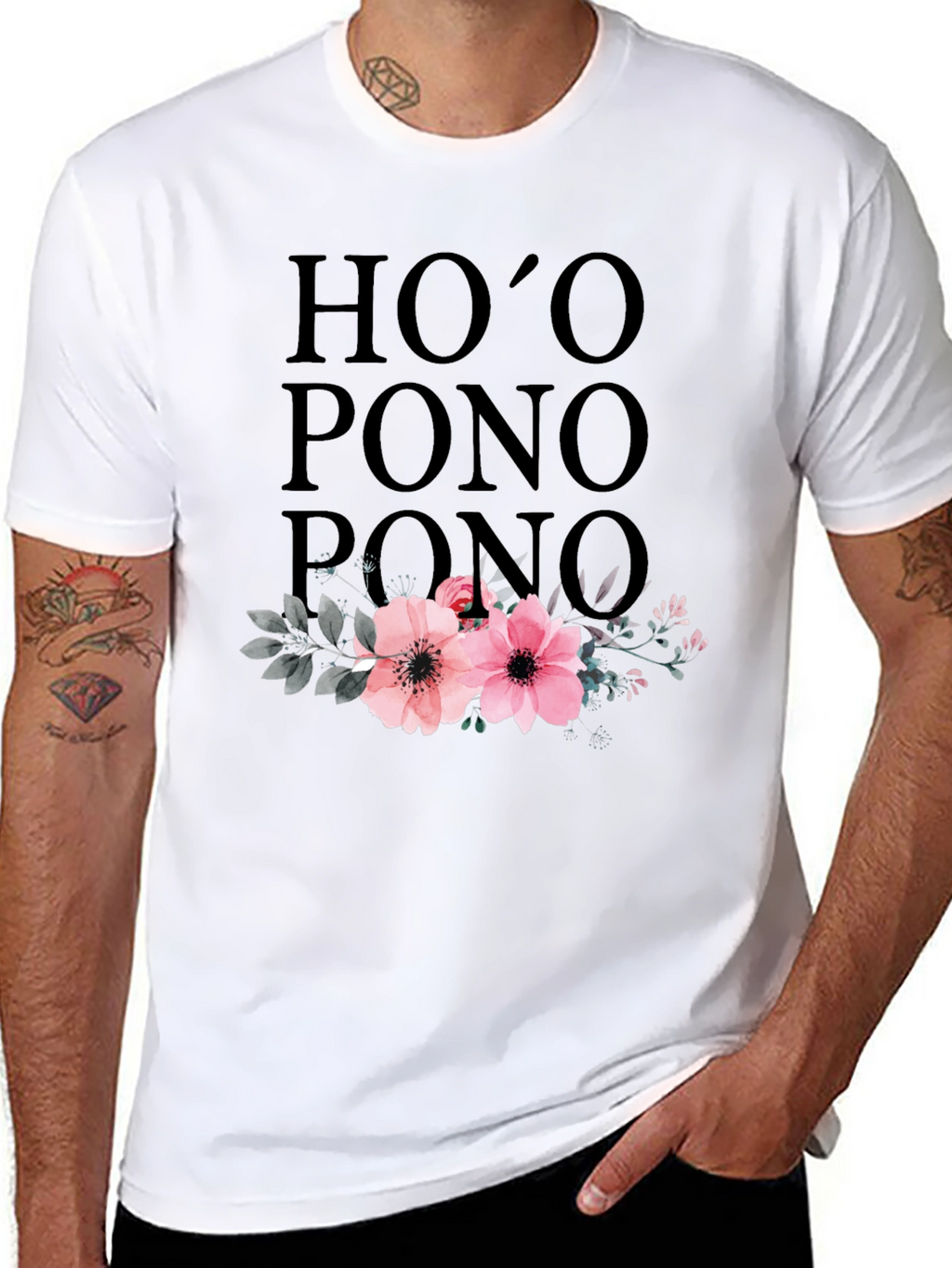 Hooponopono Floral T-Shirt - Black