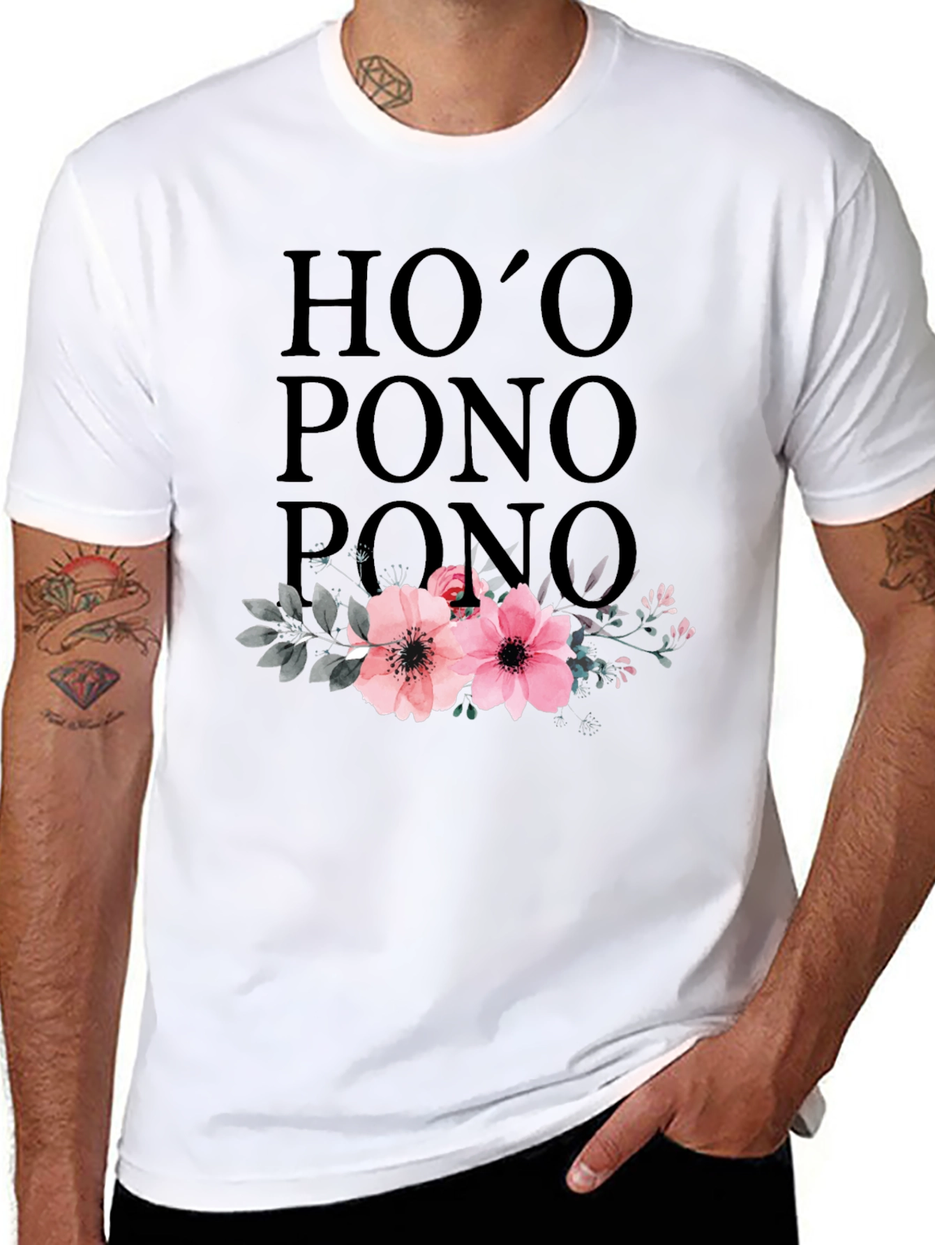 Hooponopono Floral T-Shirt - Black