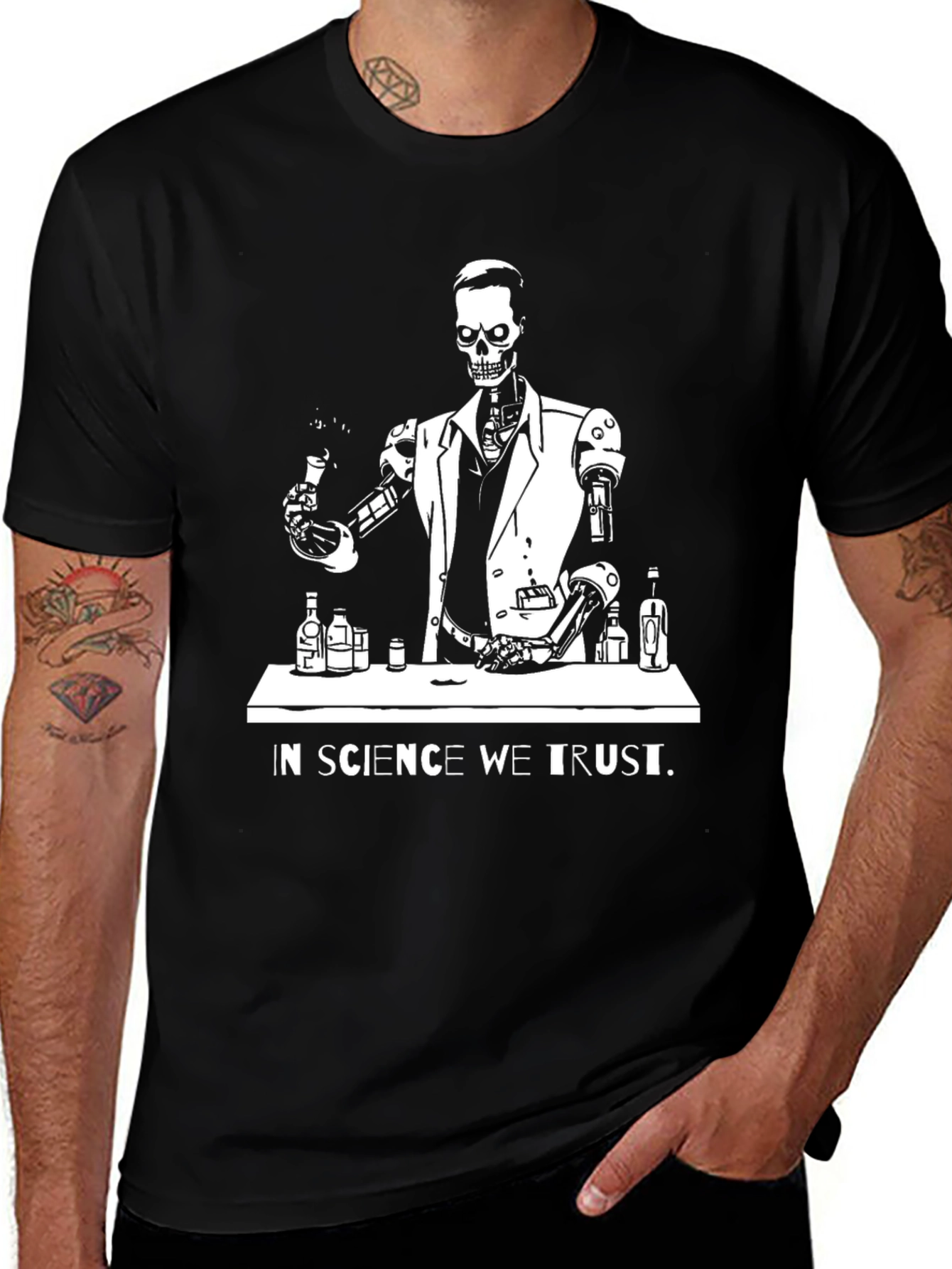 Science Skeleton T-Shirt - In Science We Trust