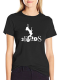 Black T-Shirt with Rocker Girl Graphic