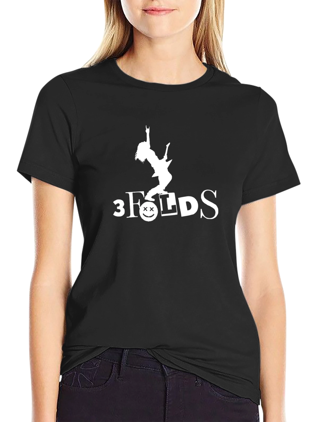 Black T-Shirt with Rocker Girl Graphic
