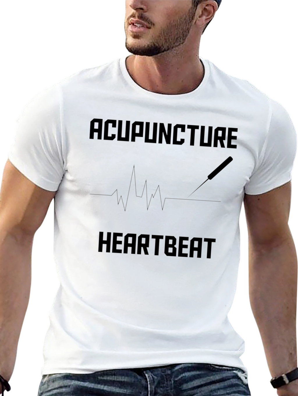 Acupuncture Heartbeat Graphic Tee - Unisex Black T-Shirt