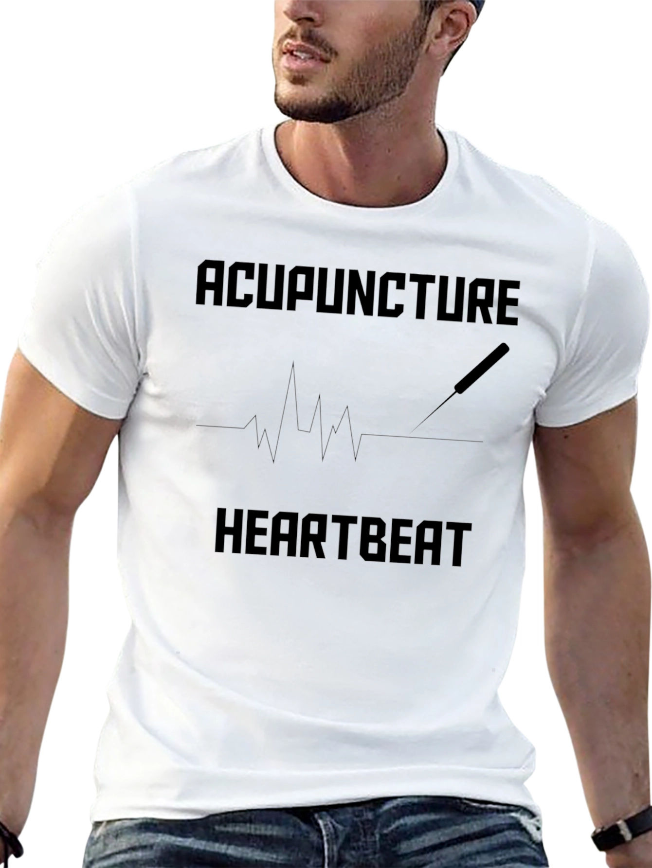 Acupuncture Heartbeat Graphic Tee - Unisex Black T-Shirt