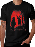 Creepy Child & Goat Horror Graphic T-Shirt