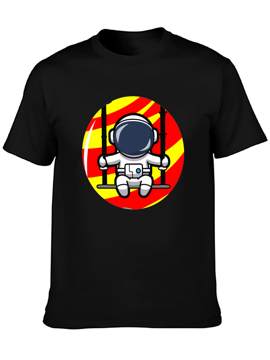 Astronaut on Swing Graphic T-Shirt - Cool Space Design