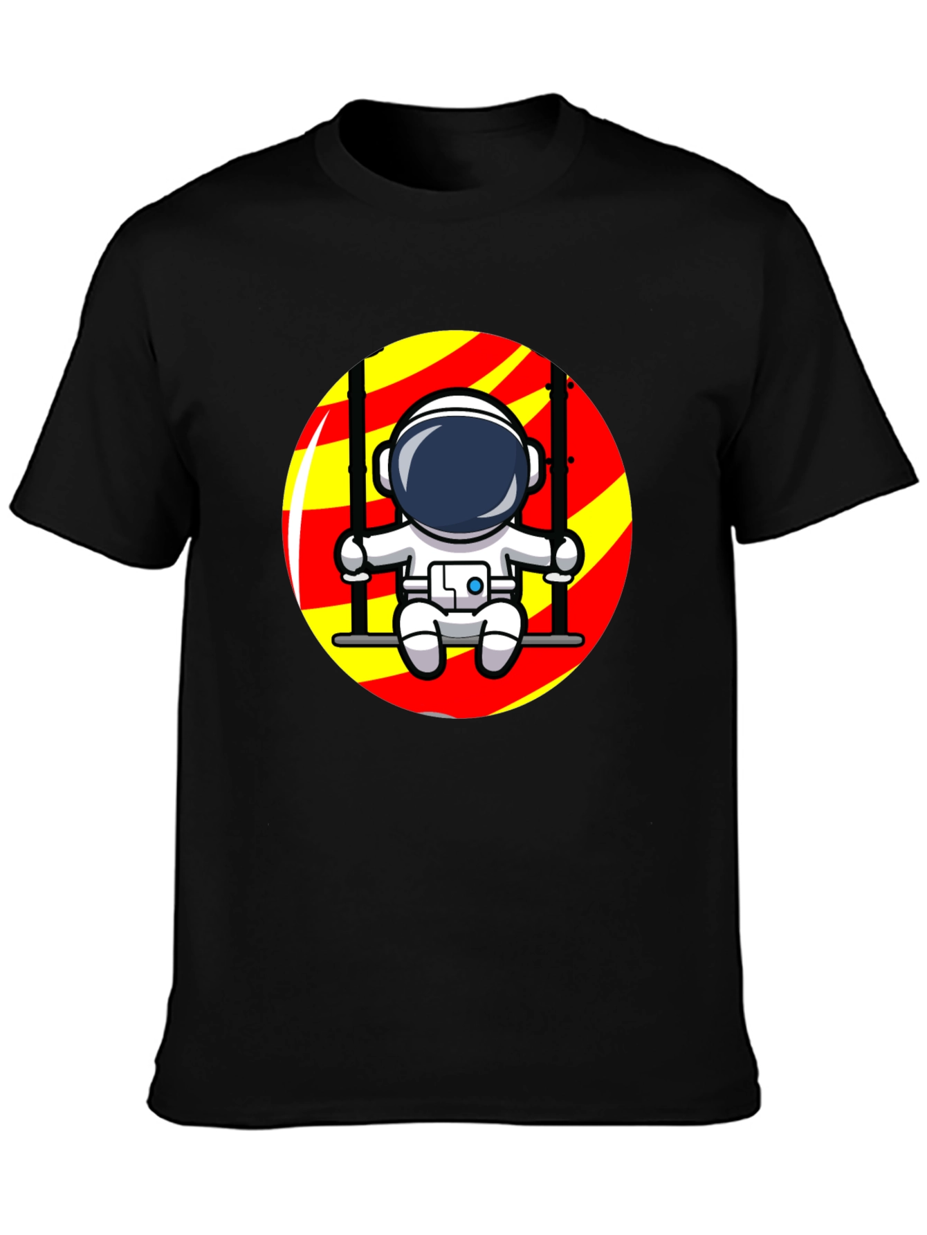 Astronaut on Swing Graphic T-Shirt - Cool Space Design