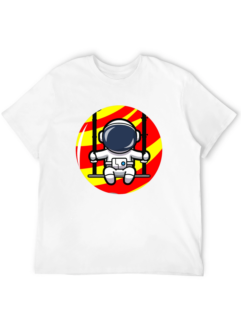Astronaut on Swing Graphic T-Shirt - Cool Space Design