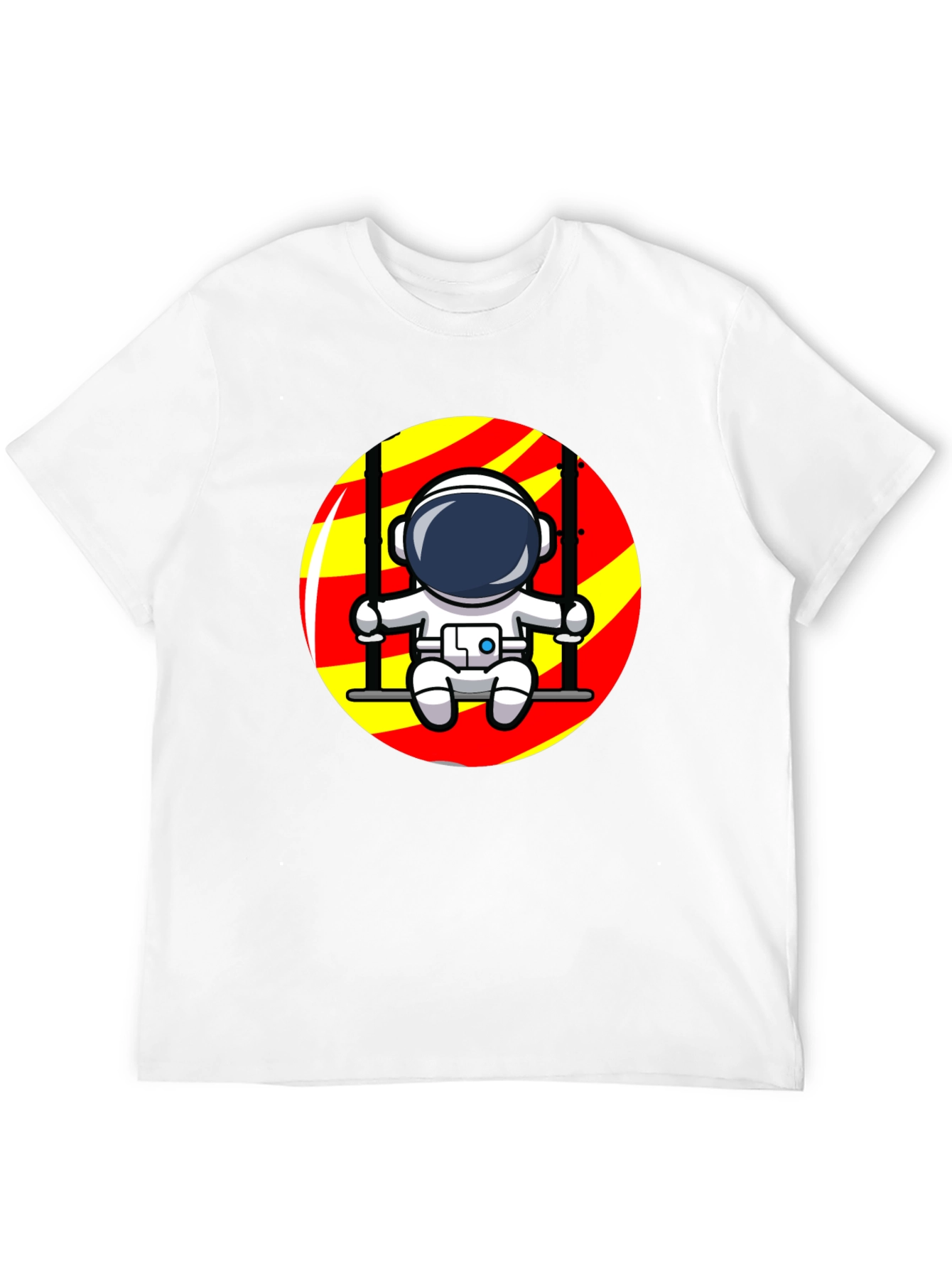 Astronaut on Swing Graphic T-Shirt - Cool Space Design
