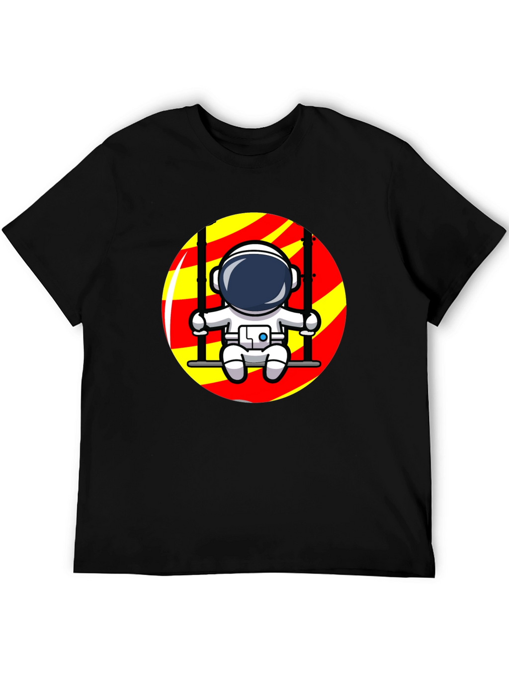 Astronaut on Swing Graphic T-Shirt - Cool Space Design