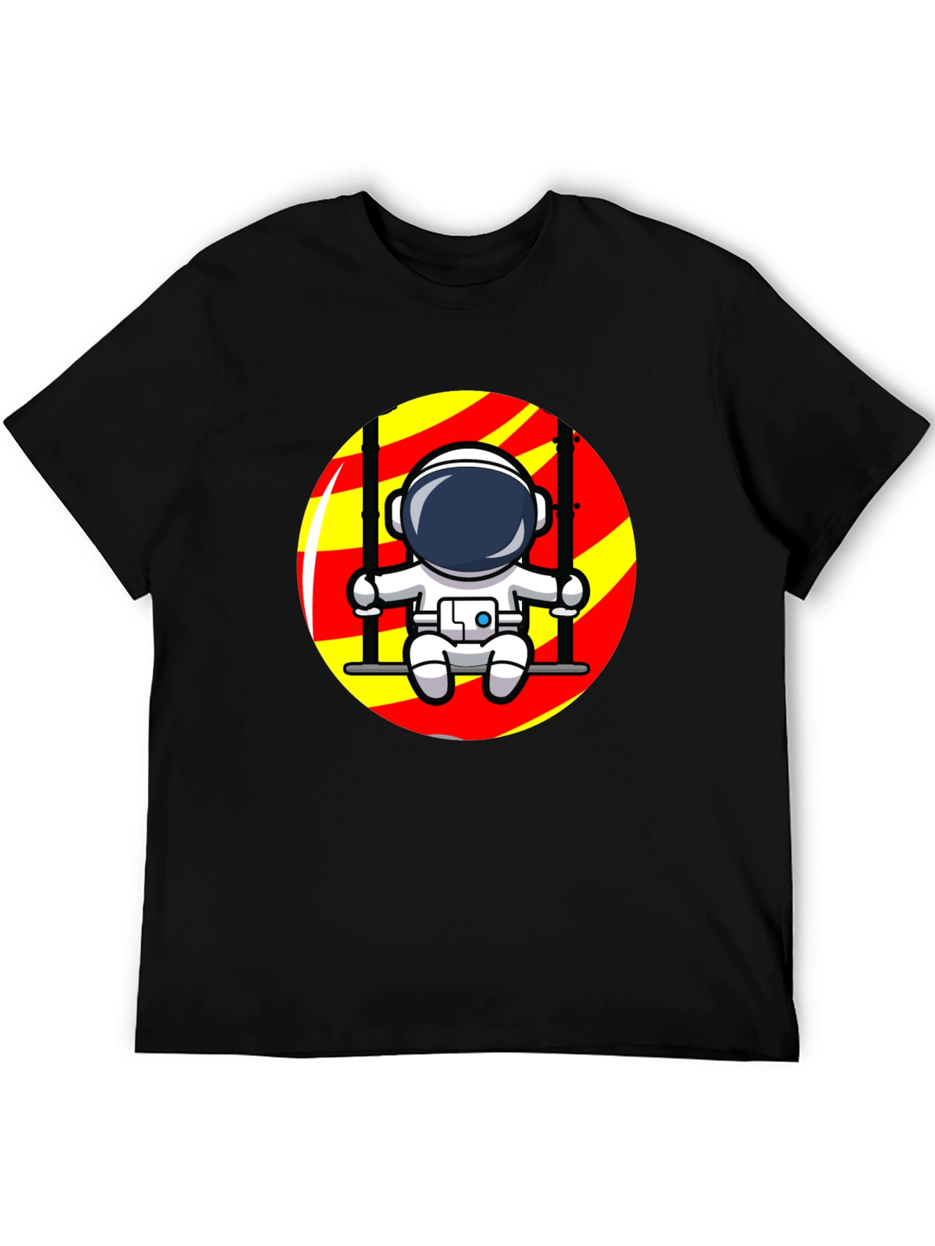 Astronaut on Swing Graphic T-Shirt - Cool Space Design