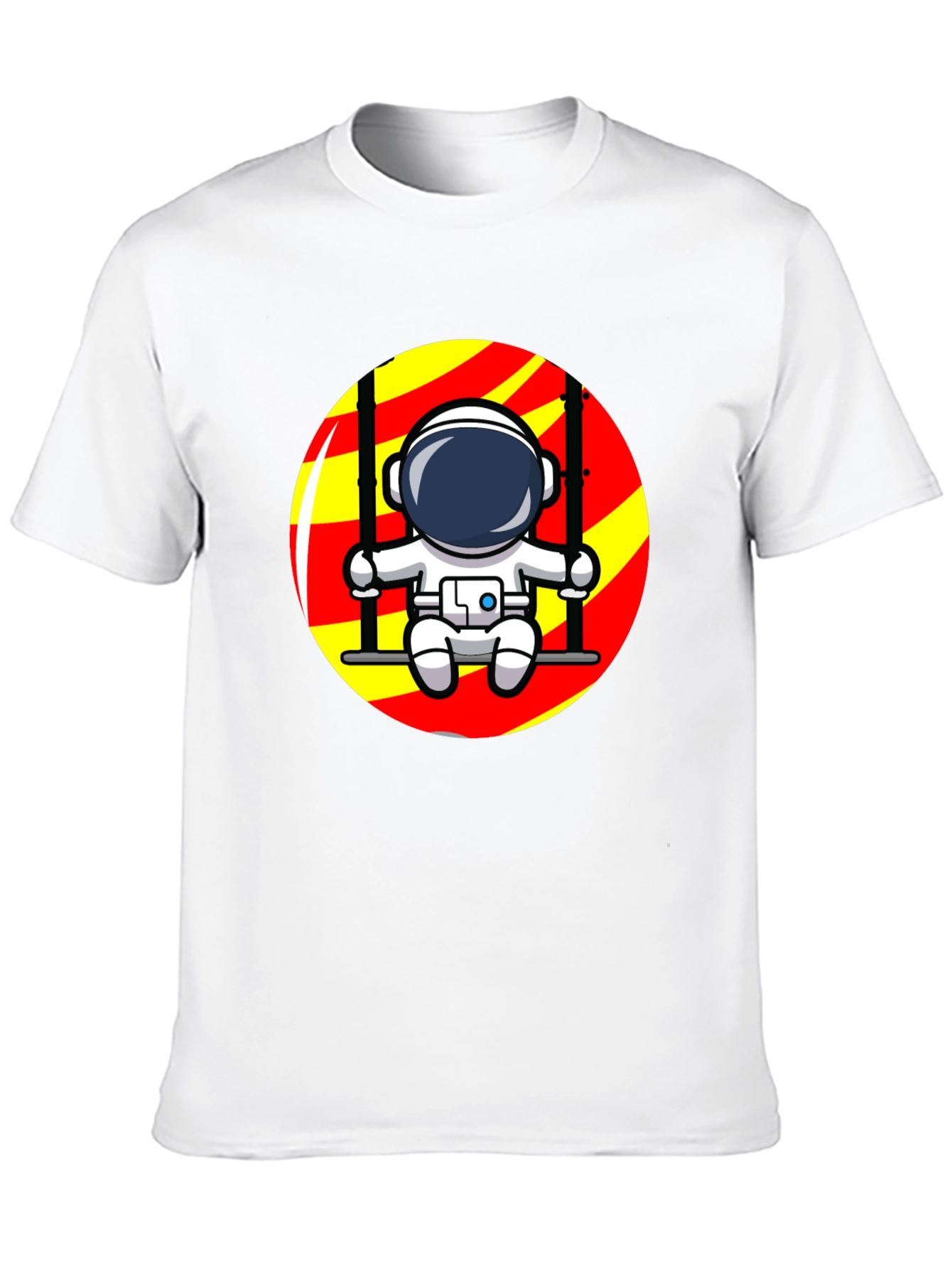Astronaut on Swing Graphic T-Shirt - Cool Space Design