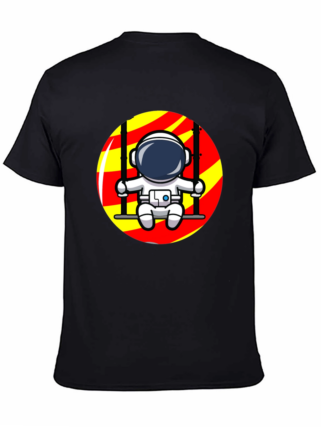 Astronaut on Swing Graphic T-Shirt - Cool Space Design