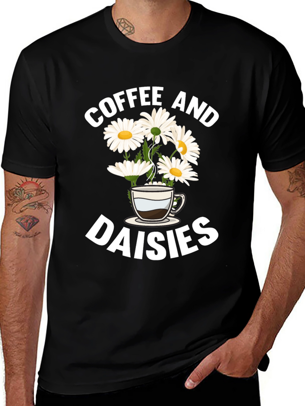 Coffee and Daisies Graphic T-Shirt
