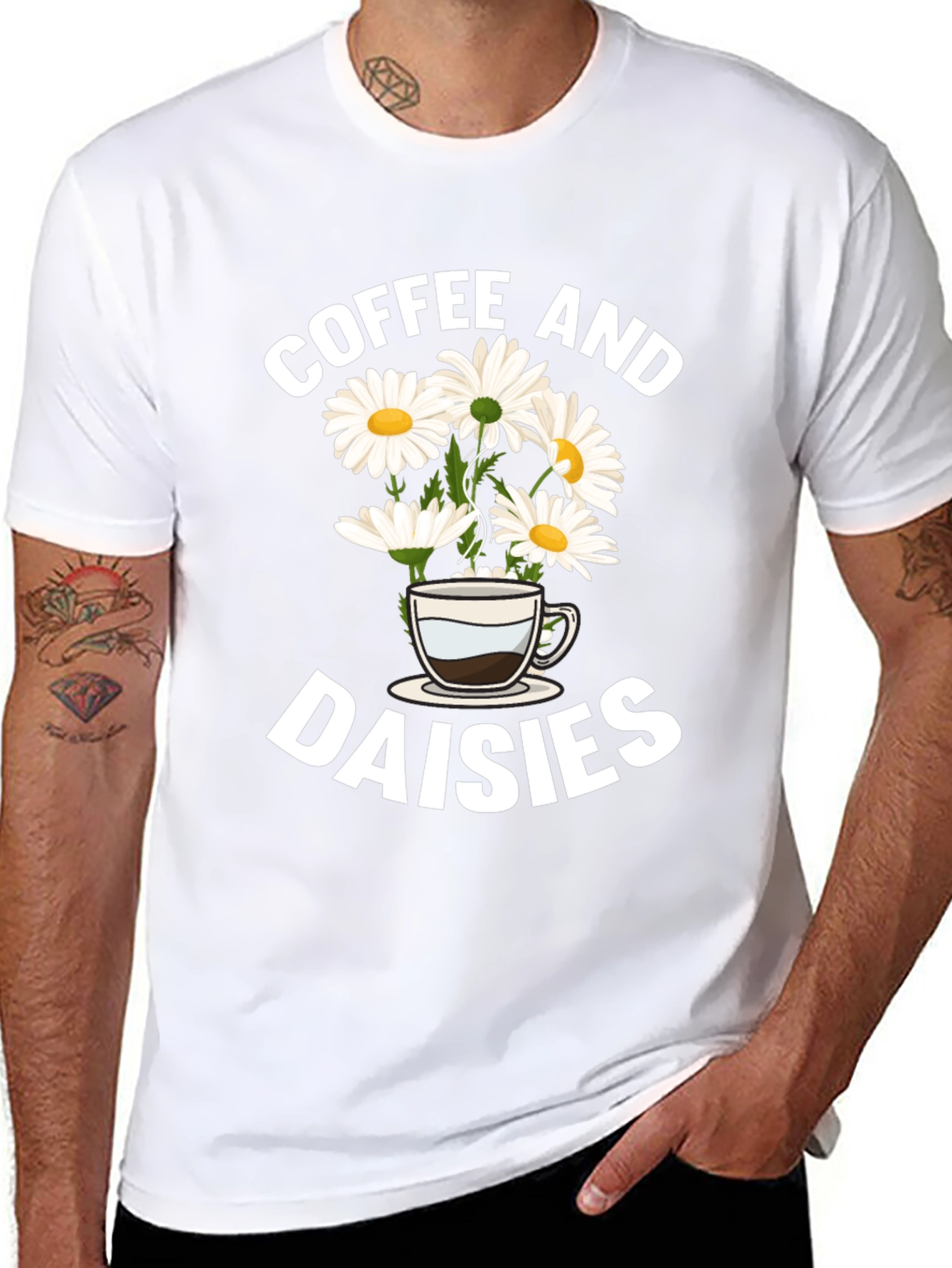Coffee and Daisies Graphic T-Shirt
