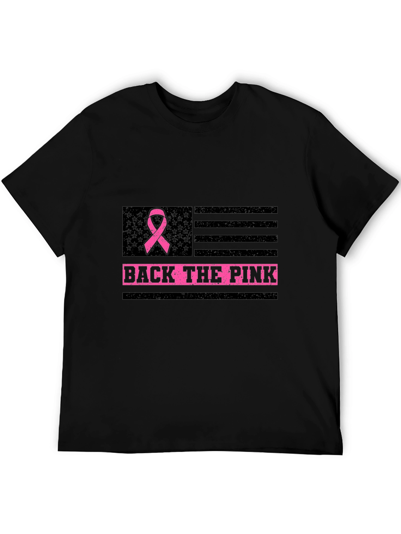 Back The Pink Ribbon USA Flag Graphic Tee