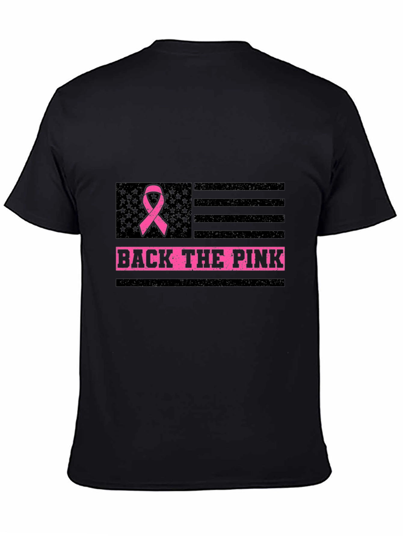 Back The Pink Ribbon USA Flag Graphic Tee