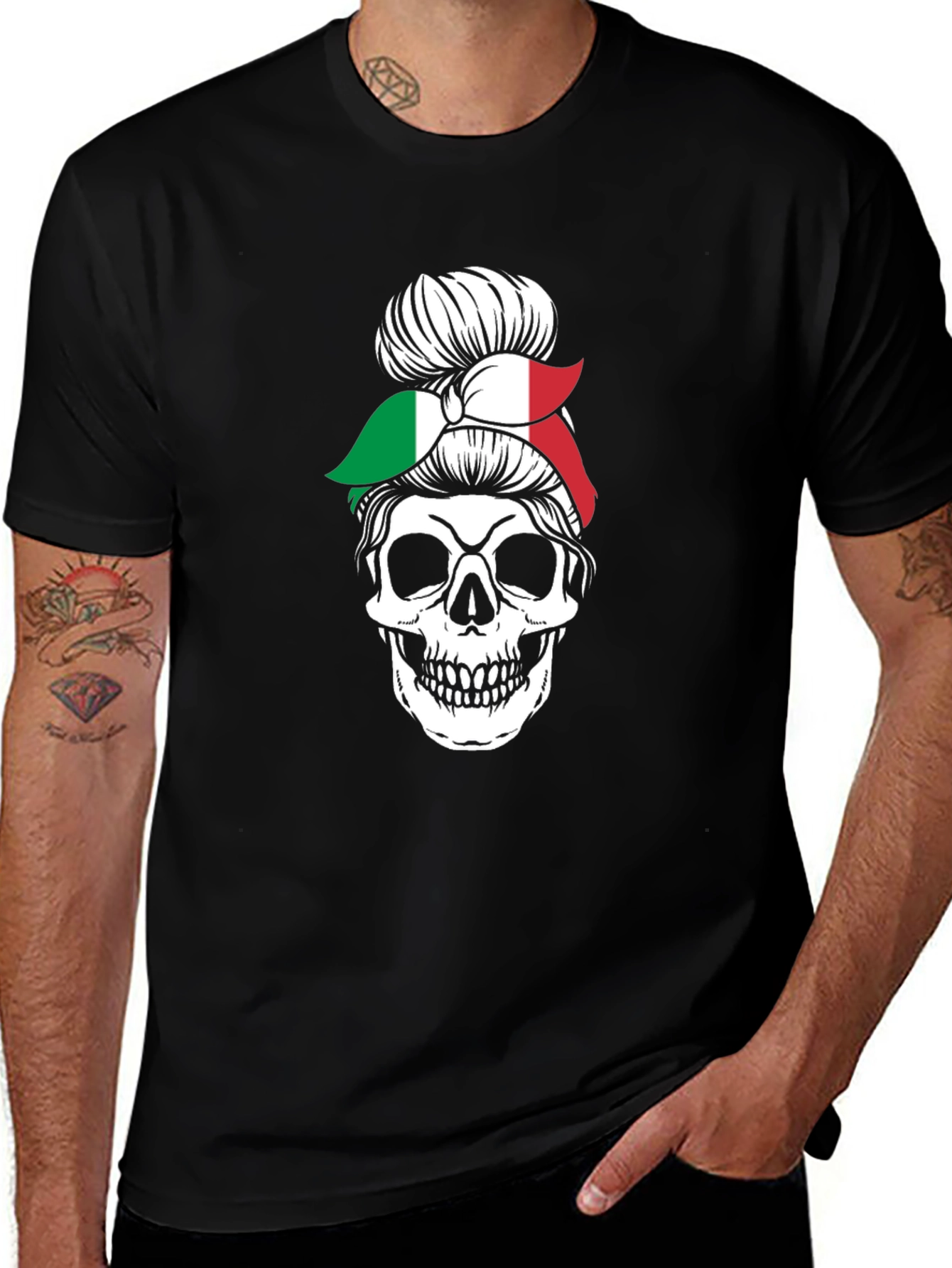 Italian Messy Bun Skull Graphic Tee