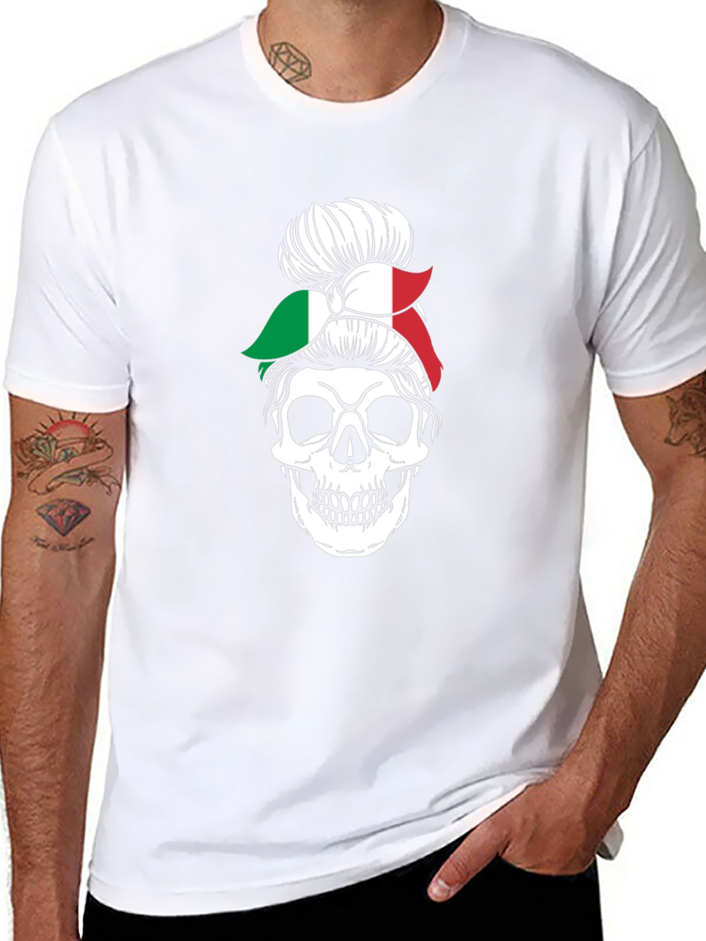 Italian Messy Bun Skull Graphic Tee