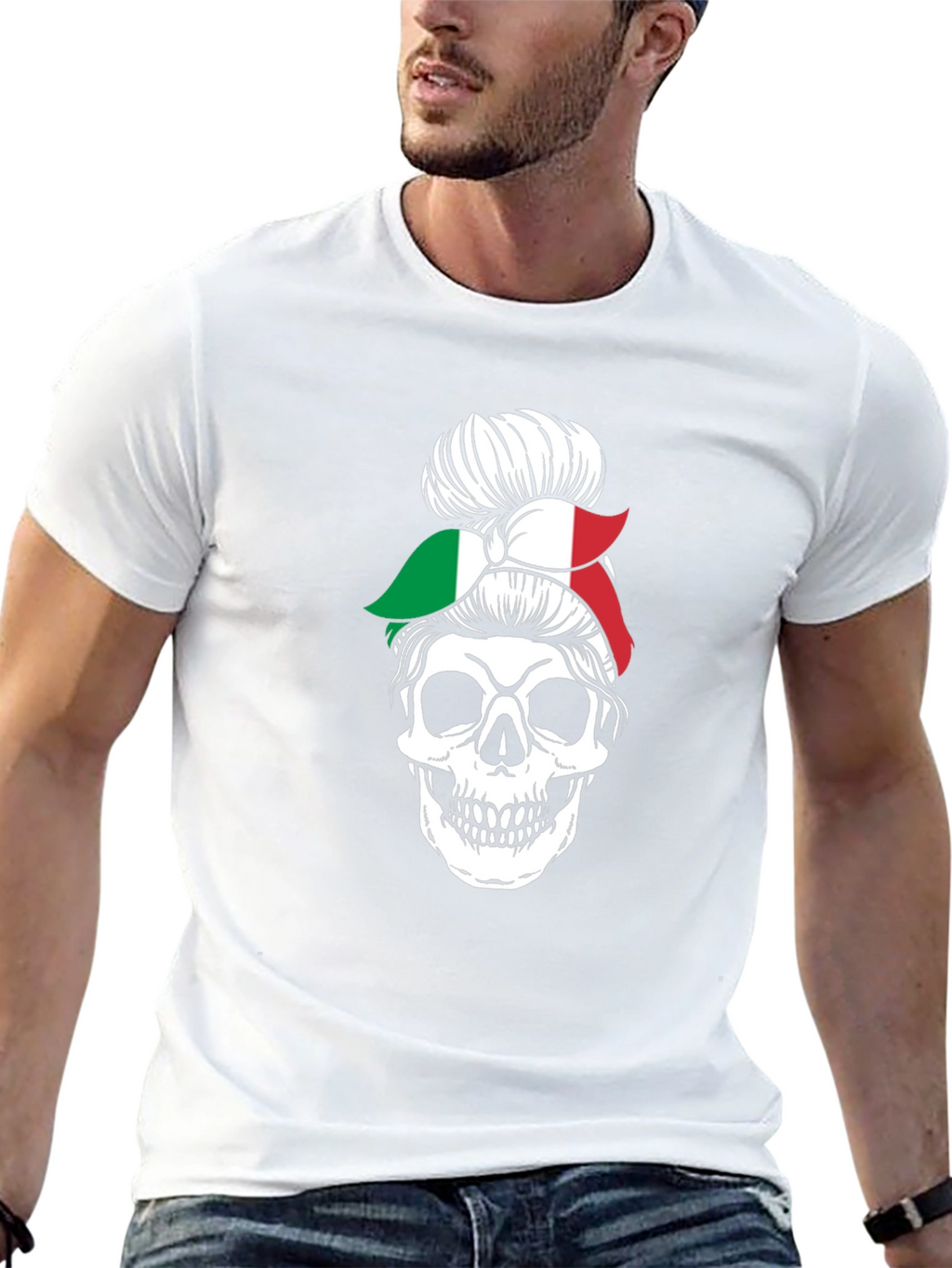 Italian Messy Bun Skull Graphic Tee
