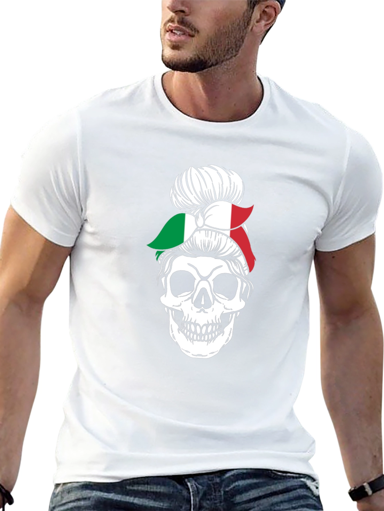 Italian Messy Bun Skull Graphic Tee